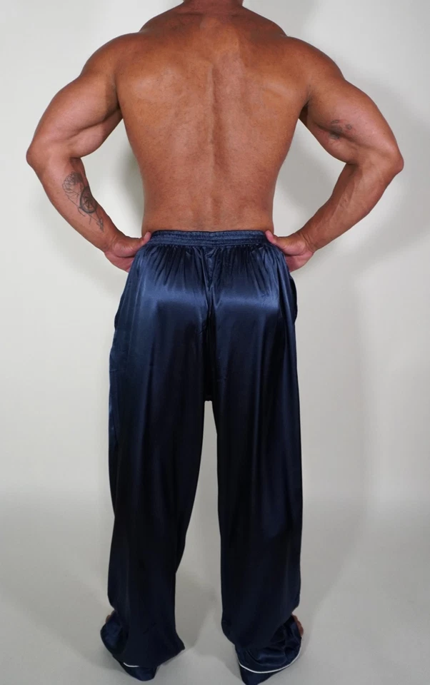 MEN'S SATIN BLUE PAJAMA SET SHIRT SIZE XLT - Image 4 of 4