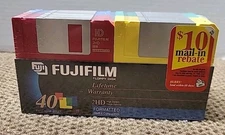 40 SEALED Fujifilm 3 1/2" Floppy Disk 2HD Formatted IBM 1.44MB Yellow Green Blue