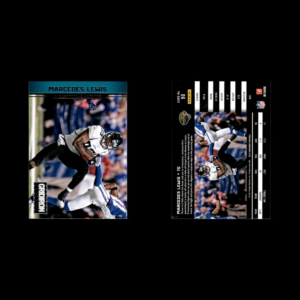 Marcedes Lewis #90 2012 Panini Gridiron Jacksonville Jaguars Football Card NFL - Image 3 of 3