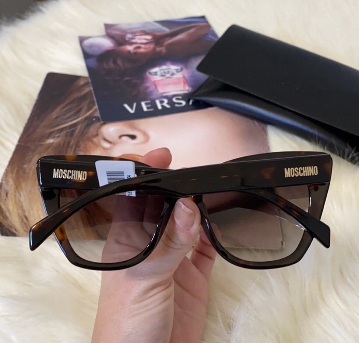 NWT MOSCHINO Turtoise Studded Cat Eye Sunglasses | eBay