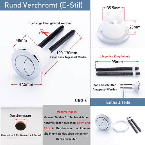 Einzel/doppelte Spülung Wc Druckknopf Toilette Spülkasten Wassersparend Runde - Bild 13 von 18