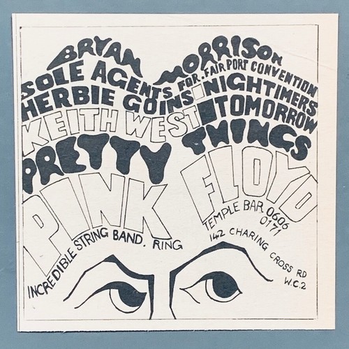PINK FLOYD 1960's ADVERT BRYAN MORRISON AGENCY Pretty Things Fairport