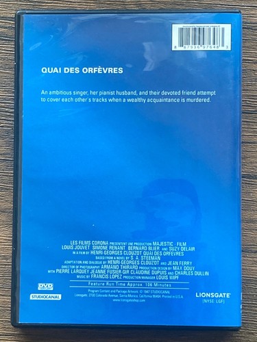 Quai Des Orfevres (aka Jenny Lamour) DVD-R Henri-Georges Clouzot 1947 NEW SEALED - Foto 2 di 3