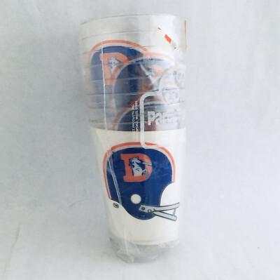 8 New Denver Broncos Comet Party Tumblers NFL Cups 10oz Vtg 80s Retro NOS Rare