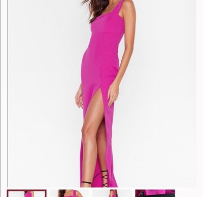 NWT Nastygal Square with Me Maxi Dress w Slit Hot Pink Size 6 | eBay
