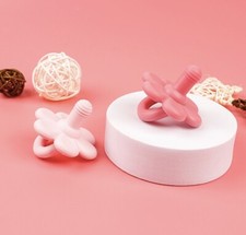 Pacifier Silicone Flower Shape Infant Teether Soother Handle Color Light Pink