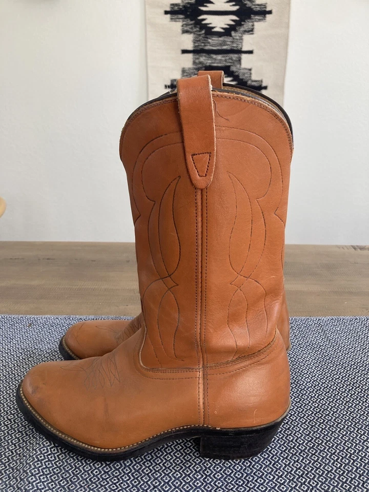 Botas vaqueras vintage Golden Retriever de cuero naranja talla 8D Foto 4 de 4