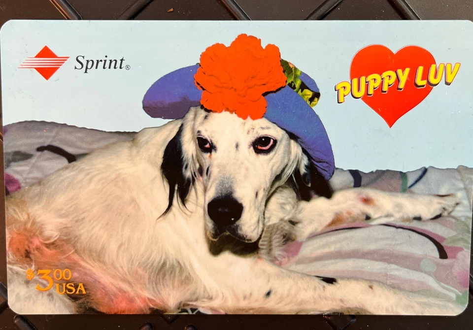 Vintage Jumbo Sprint Puppy Love Three Dollar Calling Prepaid Phone Card ￼ - Image 2 of 4