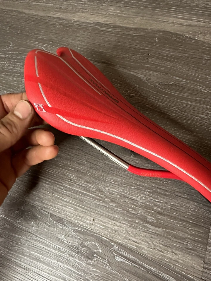 Sillín de asiento de bicicleta RavX SprintMax 7 mm rieles Ti huecos rojo Foto 2 de 4