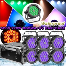 Stage Lighting 270W Waterproof RGBWAUV 18LED Par Light DMX Party Light w/Case