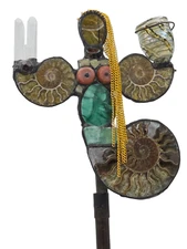 DAVID BENNETT GLASS ART "MERMAID WITH VESSEL" GEMSTONE SCULPTURE ~ 20.5" H