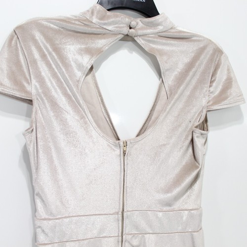 B Darlin Women Silver Wrap Waist Dress Halter Neck Cutout Zip Cap Sleeve 7/8 NWT - Picture 4 of 7