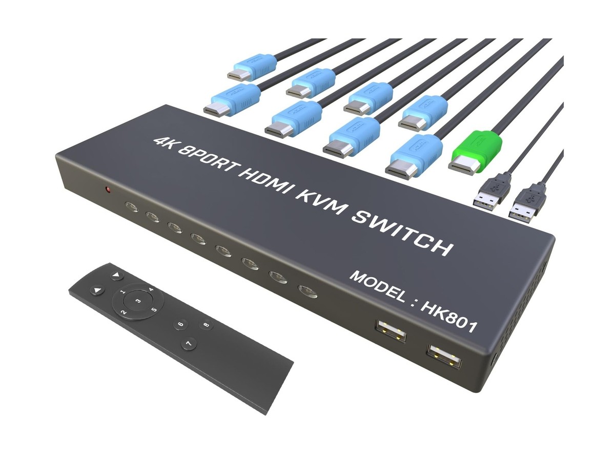 KVM Switch HDMI 8 Port - HDMI Switch with Remote- USB Switch