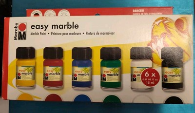 Marabu Easy Marble Art Paint Box Starter Set of 6 Colors 15ml Jars from Germany