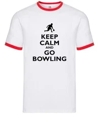 Keep Calm and Go Bowling - Mens Ringer - Ten Pin Bowl 10 Pin Team