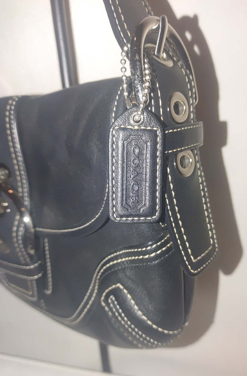 Vintage Coach Soho Small Black Leather Buckle Flap Shoulder Vintage Coach Soho Small Black Leather Buckle Flap Shoulder