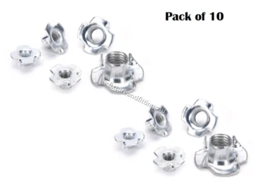 M8 T Nuts 4 Pronged Captive tee nuts For Furniture woodworking (Pack of 10)