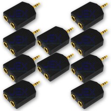 10X 2-way Audio Headphone Splitter Female 6.35mm 1/4 to Male 3.5mm Stereo Jack G