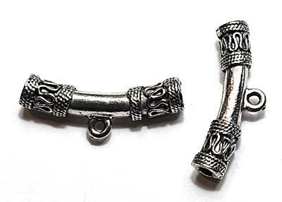 Curved Tube Bail Bead Cast Fine Pewter    ±30x11x6mm; -2mm-;3D