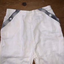 1950s Vintage White Pants Capris Pedal Pushers Black Plaid Trim XS 26w SO CUTE 