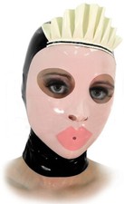 Latex Hood Open Eyes Mouth Rubber Mask Drama clubwear Cosplay Back Zip Fetish US