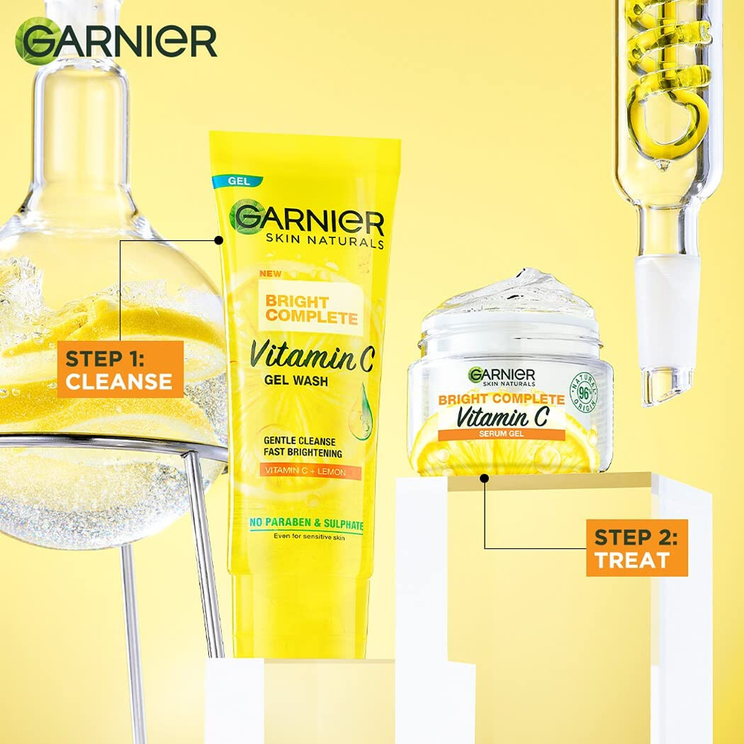 Garnier Facewash Gel, Gentle Cleanser, Fast Brightening For