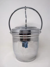 VINTAGE ICE BUCKET UNITED CHROMIUM ON SOLID BRASS - GLASS LINING