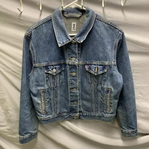 Levis Mens Large Blue Y2K Denim Jacket Button Up Long Sleeve