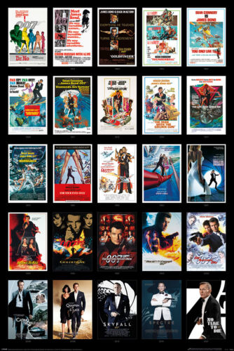 James Bond 007 - Movie Poster (25 Movie Posters Montage) (Size: 24" x 36") - Picture 1 of 6