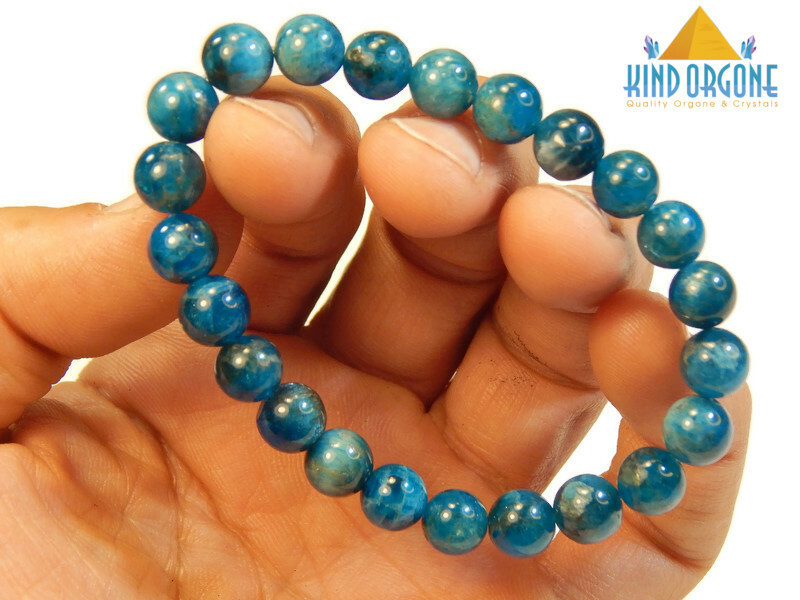 Blue Apatite Bracelet AAA Grade 8mm Stretch Unisex Crystal Bead