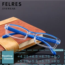 Men Women Anti Blue Light Reading Glasses +4.25 +4.5 To +6.0 Highly Strength New