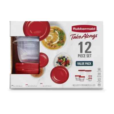 Rubbermaid Takealongs 12 Piece Food Storage Container Set, Red