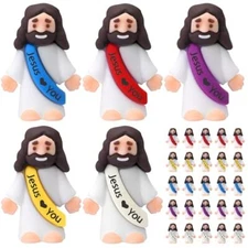 25 Pcs Little Jesus Figures Original Design Jesus Love You Mini Rubber Jesus 