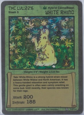 CannaBeast  TCG White Rhino Holo Card 112/114 CCG Pack Fresh! 1ST Edition
