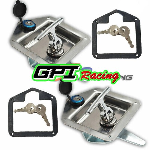 (4 Pack) T-handle Tool Box Lock RV Door Latch w/ Two Keys Stainless - Picture 9 of 12