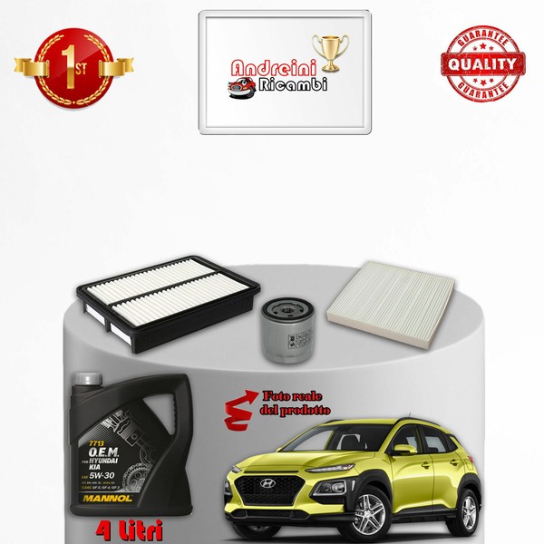 Set Service 3 Filter Und ÖL Hyundai Kona 1.0 T-Gdi 88KW 120CV Von 2017->-image