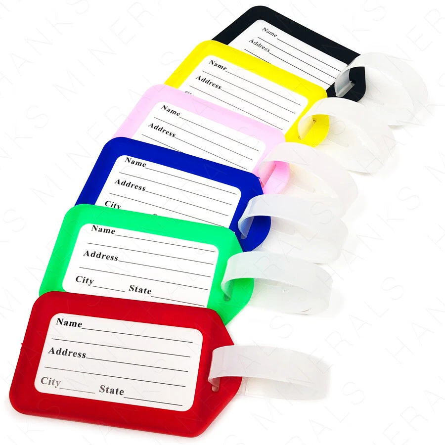 10-Pack Luggage Tags Travel Suitcase Bag Tag Name Address ID Plastic Labels - Image 3 of 4