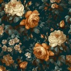 Glowing Floral Peel and Stick Wallpaper Vintage Dark 17.4" x 394" Green