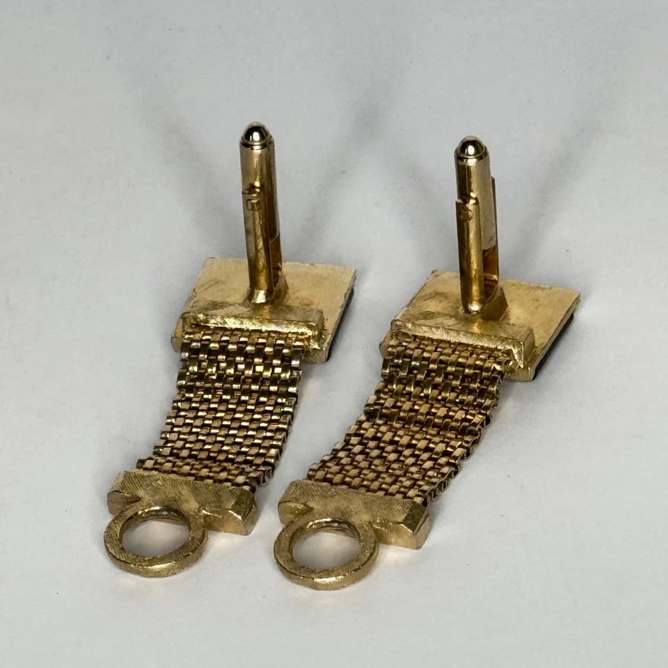 Pulseira de relógio vintage Swank grande madrepéra envolvente tom dourado - Imagem 4 de 4