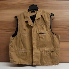Wyoming Traders Vest Mens XXL Tan Canvas Lined Pockets Western Bronco Rancher