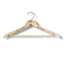Vintage Hotel St Moritz NYC Wooden Advertising Clothes Suit Hanger New York