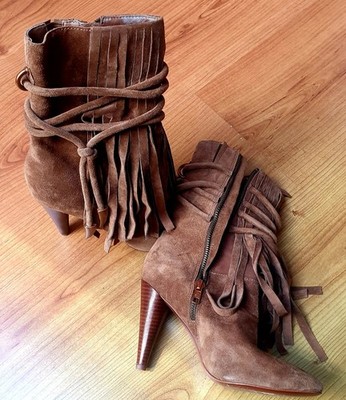 ASH Damen Stiefeletten  im Boot- Western Stil, braunes Velourleder, Größe 38