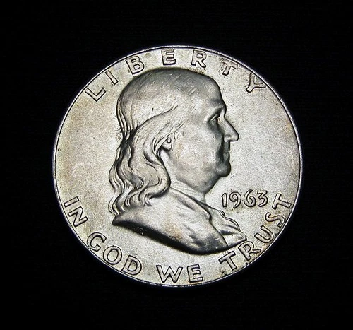 1963 D Silver Uncirculated UNITED STATES  Franklin Half Dollar  LOOK