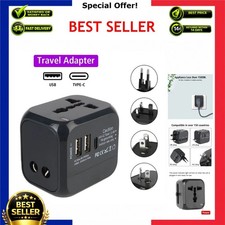 Universal Travel Adapter Wall Charger US EU UK AU Plugs 2 USB Type C