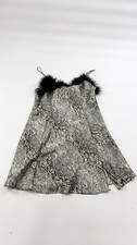 Intimate Affair Dress Womens Large Animal Print Satin Feather Trim Lingerie Slip