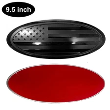 9.5" Overlay Front Grille Tailgate Oval Black Flag Emblem For Ford F-150 2015-21