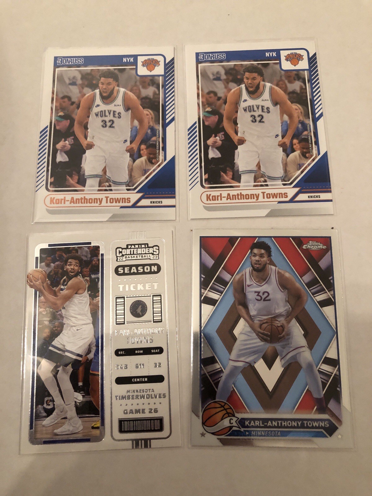 Lot of 4 Karl Anthony Towns Basketball NBA Cards New York Knicks Minnesota