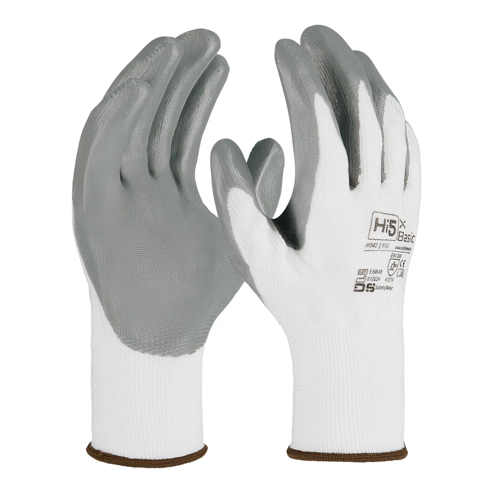 DS SAFETYWEAR ARBEITSSCHUTZPRODUKTE GMBH, IM ROHNWEIHER 14, 53... 12x Paar Hi5 X Basic Handschuhe 4121X weiß-grau Nitrilbeschichtung