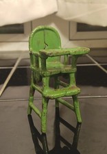 ANTIQUE 1920'S DOLLHOUSE CAST IRON KILGORE HIGH CHAIR GREEN VG CONDITION