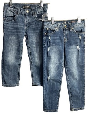 Girls Sz 8 Silver Ali & 7 For All Mankind The skinny crop and roll Jean BTS EUC